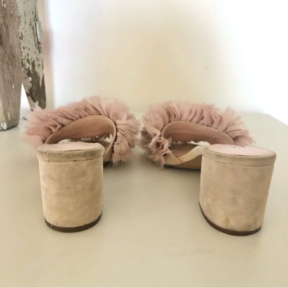 Avec Les Fillies Maya Pink Chiffon Slide Block Heel. Size 8. - Picture 11 of 13